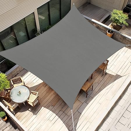 Amagenix Shade Sail 10'X14' Rectangle Dark Grey UV Block Breathable Outdoor Canopy for Backyard Garden, Custom
